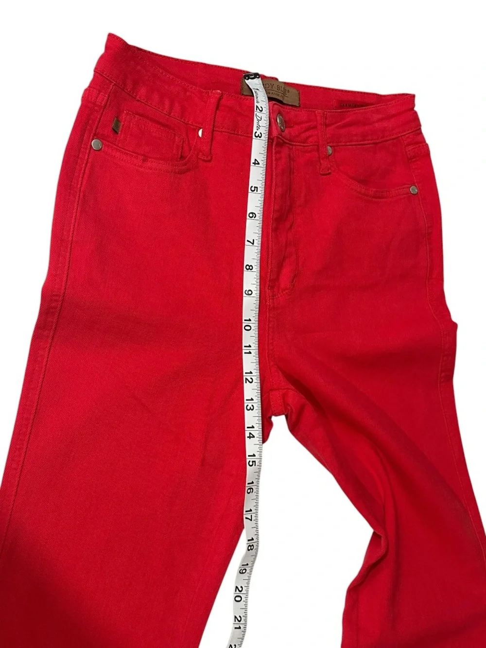 Judy Blue High Waist Tummy Control Garment Dyed Red Flare Jeans 5/27